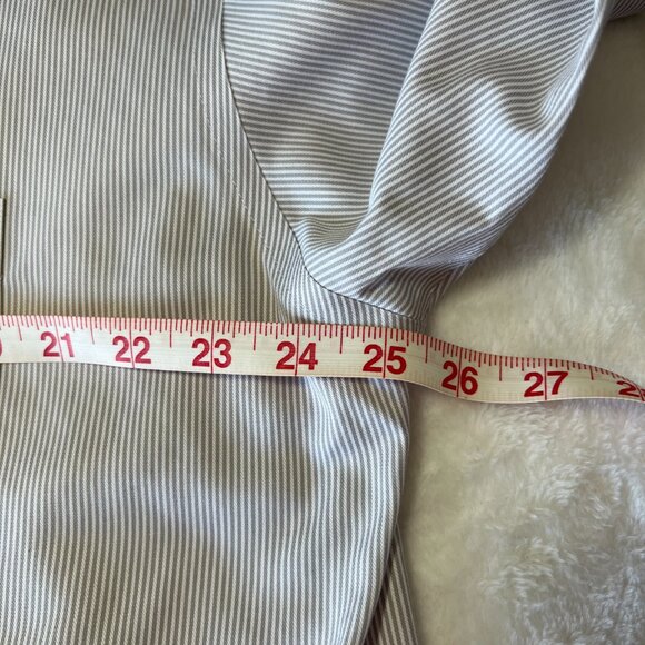 Pronto Uomo Dress Shirt Men's 18 32/33 Gray Striped Long Sleeve No Iron Slim Ft - Picture 9 of 10